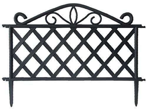 Giardini del Re 91928 Steccato ABS, 47 x 36 x 2 cm, 20 Pezzi, Nero