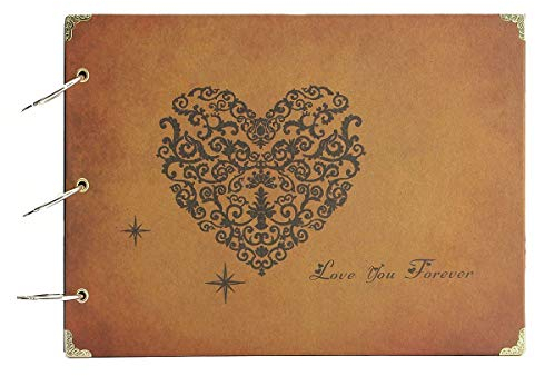 Album Foto,THXMADAM Vintage Scrapbooking Album Fotografico Guest Book Memory Book Retrò Libro degli Ospiti con 60 Pagine Nere per San Valentino Festa della Mamma Anniversario Compleanno Natale Regalo
