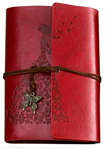 OFKPO Notizbuch – Vintage-Notizbuch aus Leder, Scrap-Notizbuch aus Vintage-Leder (Rot)