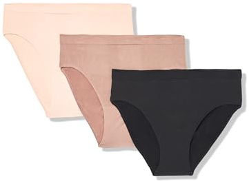 Wacoal Women's B Smooth Hi Cut Brief Panty 3 Pack, Rose Dust, Deep Taupe, Black, Medium