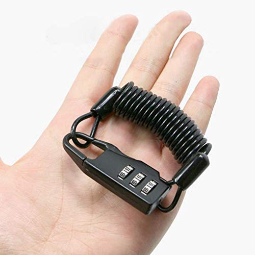 Hahepo Antivol de vélo en spirale - Portable - Combinaison à 3 chiffres - Câble antivol à ressort - Verrouillage à combinaison Noir