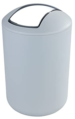 Kosmetikeimer mit Schwingdeckel, Badmülleimer bruchsicher in verschiedenen Farben 6,5 Liter (Grau)