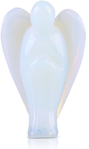 Crystal Pocket Guardian Angel,Carved Angel Shape Crystal Stone Ornaments,Opal Healing Stone Figurine Carved Mini Figurine Statue Ornament Gift for Reiki Healing,1.5 x 0.98 x 0.59inch