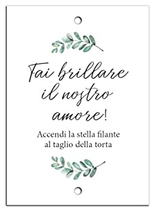 Scintille luminose per matrimonio - cartoncini per stelline luminose greenery foglie verdi 40 pz