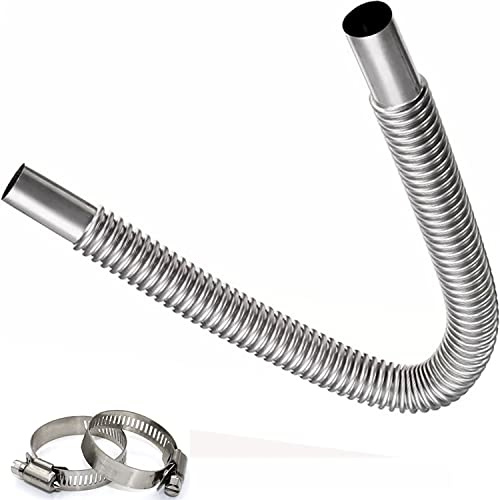 Parking Heater Car Heater Exhaust Pipe 60CM Diesel Heater Exhausts Pipes | Stainless Steel Fuel Tank Exhaust Pipe Hose with 2 stainless steel clamps for power generators, Crude Oil Heater