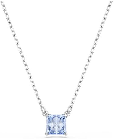 Swarovski Pendente Matrix, Taglio squadrato, Blu, Placcato rodio