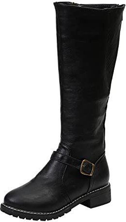Femmes Bottes Hautes Genoux Bottes D'éQuitation Pour Femmes Bottes De Cowboy Confortables Tirer Sur Les Bottes D'Hiver D'Automne 2022 Bottines Femme Automne Hiver Vintage Mode Cuir
