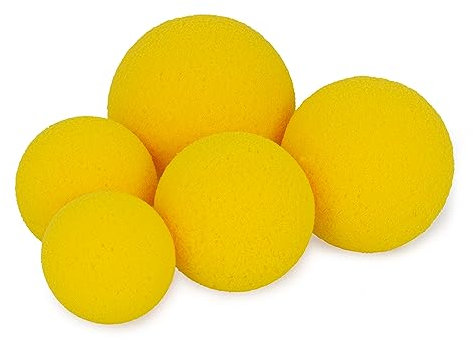 5er Set AFH Schaumstoffbälle Sensorik Deluxe ohne Beschichtung gelb | Durchmesser: 6 cm, 7 cm, 8cm, 9 cm und 10 cm | Softbälle | Spielbälle