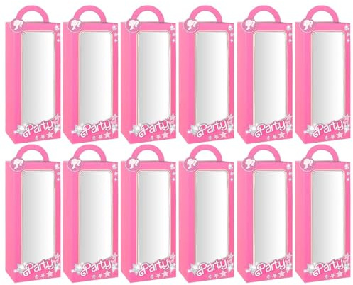 12Pcs Pink Girls Party Favor Boxes Pink Doll Gift Boxes Hot Pink Bachelorette Birthday Party Decoration Goodie Bag Candy Boxes for Girls Birthday Bachelorette Party Decorations Supplies(size:A)