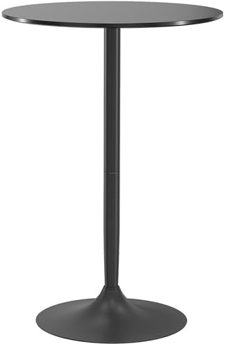 HOMCOM Tavolo Bar Rotondo Ø70x102 cm, Tavolo da Cucina Alto Salvaspazio con Struttura in Acciaio, Isola Cucina con Piano Verniciato, Moderno, per Cucina Sala da Pranzo, Nero