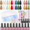PEACECOLOR Kit Semipermanente Unghie, 10 Colori Gel con Lampada UV/LED Smalto per Unghie Base e 4 tipi Top Coat Strumenti per Manicure, Kit Nail Art per Donne e Ragazze