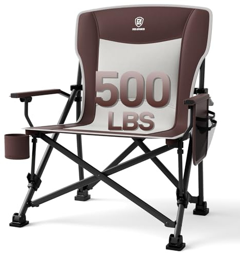 EVER ADVANCED Chaise de Camping Pliable - Charge maximale : 230 kg - Taille XL - Largeur d'assise : 62 cm - avec Poche latérale - Porte-gobelet - Chaise de pêche - pour Camping, extérieur, Balcon