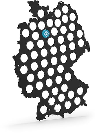 Leuchtturm 372088 Prost Kronkorken Karte Deutschland - Wandaufhängung für 54 Stück, 32,5 × 43 cm, 1x Silikon-Kronkorken