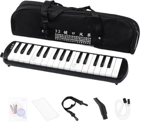 Tangentbordsinstrument, piano, melodica, bärbar melodik, blåstangentbordsinstrument, harmoniuminstrument med bärväska, för nybörjare och proffs