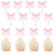 12 Pcs Pink Bow Cupcake Toppers, Pink Cake Topper, Pink Bow Cake Topper, Bowknot Party Supplies for Birthday, Bow Princess Cake Topper for Girl Birthday Wedding Party Supplies