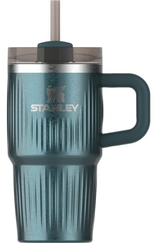 Stanley Quencher H2.0 Tumbler with Handle and Straw 20 oz | Flowstate 3-Position Lid | Cup Holder Compatible for Travel | Insulated Stainless Steel Cup | BPA-Free | Fluted Marina Shine