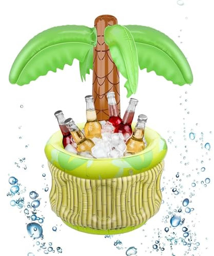 LUMOOM Rafraîchisseur de boisson gonflable en forme de palmier - Porte-gobelet flottant - Accessoire de fête pour fête d'été