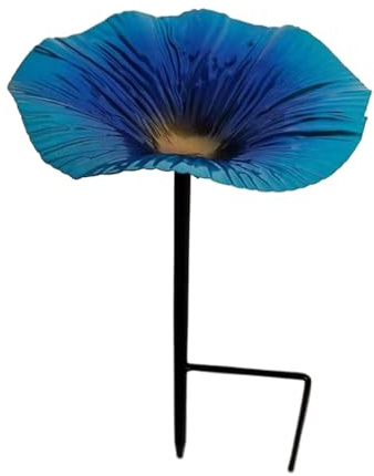 Baignoire pour oiseaux, mangeoire à eau, station d'eau décorative en forme de fleur, piquet en métal pour colibris, aménagement paysager d'arrière-cour, décoration de cour sauvage, 24 x 14 cm