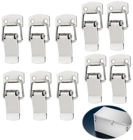 Set de 10 Cierres de Palanca de 47mm con 40 Tornillos Incluidos, Cerraduras de Resorte Metálicas para Cajas de Herramientas, Cajones, Armarios y Baúles - Resistente al Agua y a la Corrosión