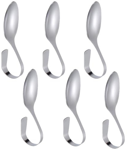 CUEMOON 6 Stück Häppchenlöffel, Edelstahl Marmeladenlöffel Gebogenem Griff für Tee Kaffee Dessert Kuchen Eiscreme Eisbecher Party Küche Deko, Silber