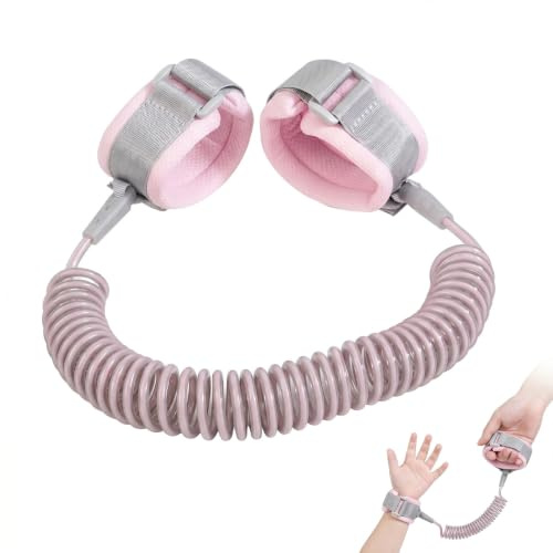 SIVZUMO Pulsera Niños Antiperdida 1.5M, Correa de Seguridad para Niños con Cabezal de Fijación Mejorado, Arnés de Seguridad Bebé para Paseo y Exterior, Correa Niños Anti Perdida, Rosa