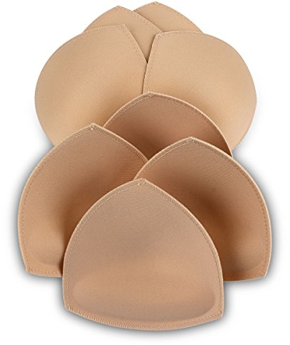 SERMICLE Bra Pad Inserts 4 Pairs, Bra Pads Sewn Padded for Sports Bra A/B or C/D,D/E Cup Beige or Black, White Optional, Beige, A/B