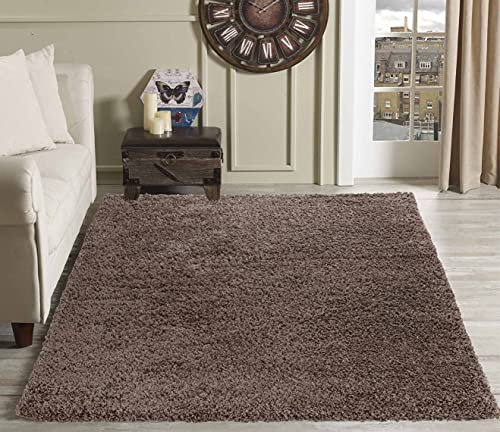 Serdim Rugs Living Room Shaggy Area Rugs, Polypropylene, D.Beige, 200x290cm(6'7x9'6)