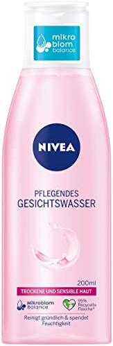 NIVEA Pflegendes Gesichtswasser für trockene und sensible Haut (200 ml), Gesichtspflege beruhigt die Haut, Gesichtstoner pflegt besonders zart mit Mandelöl