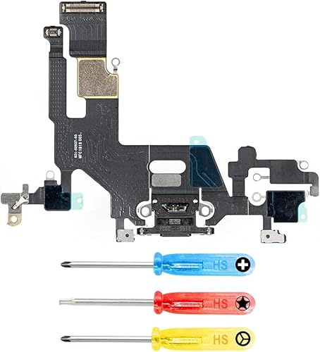 MMOBIEL Dock Connector Charging Port Flex Cable Compatible with iPhone 11 6.1 inch (Black) Incl 3x Screwdrivers (1x, Black)