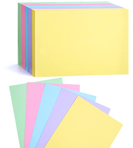 Koogel Karteikarten A6 blanko, 300 Stück in 5 Farben, Lernkarten für Notizen, Anatomie, TestDaF, Abitur, 10.5 x 14.8 cm