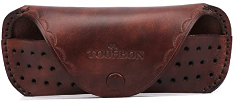 TOURBON Étui à lunettes en cuir rigide unisexe de luxe
