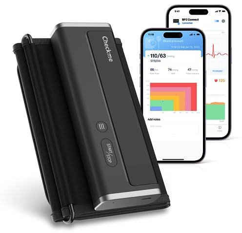 CheckMe BP2 Connect Bluetooth Oberarm Blutdruckmessgerät mit EKG, AI-Analysebericht, 3 Kontinuierliche Messungen, Pulsmesser, Multi-User-Verwaltung, APP für Android & iOS