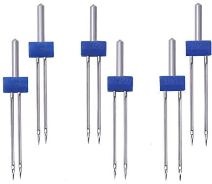 6 Stück Nähmaschinennade, Zwillingsnadel Jersey, Zwillingsnadel Stretch, Jersey Nadeln für Nähmaschine, W6 Doppelnadel, Doppelnadel für Haushalts-Nähmaschine mit Nähfuß Nähmaschinen Zubehör