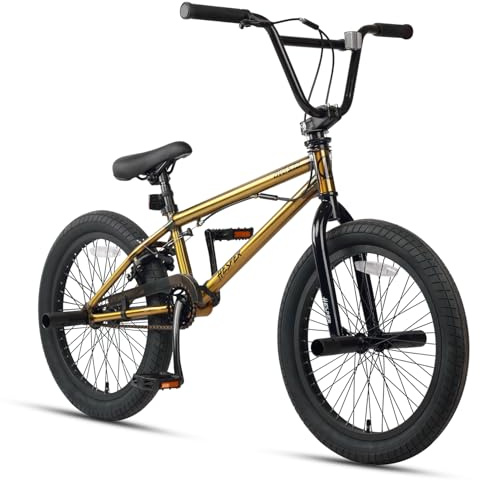 AVASTA 20 Pouces Enfants vélo Freestyle BMX vélos pour 6 7 8 9 10 11 12 13 14 Ans garçons et Les conducteurs débutants avec des Sardines, Or
