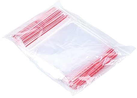 OFFICER PRODUCTS Bolsas con cierre a presión, 20 x 40 cm, 100 unidades (1 unidad), transparentes, transparentes, con cremallera, bolsas con cremallera, bolsas de polietileno, aptas para alimentos