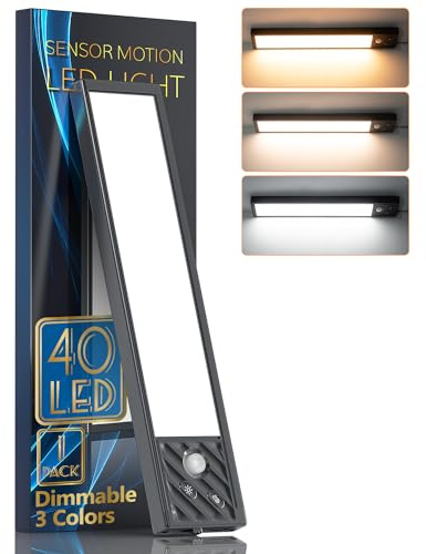 HIBOITEC Under Cabinet Kitchen Lights, 3 Color Wardrobe Lights Motion Sensor, Dimmable USB-C Rechargeable for Bedroom, Stair, Hallway, Wardrobe, 2 Pack