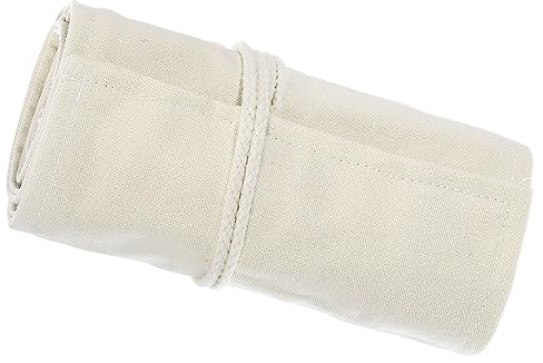 PATIKIL 72 Fentes Fait Main Rouleau Haut Crayon Étui Blanc | Toile Crayon Emballage Pochette Stylo Support Organiseur pour Artist Dessin Coloriage Croquis