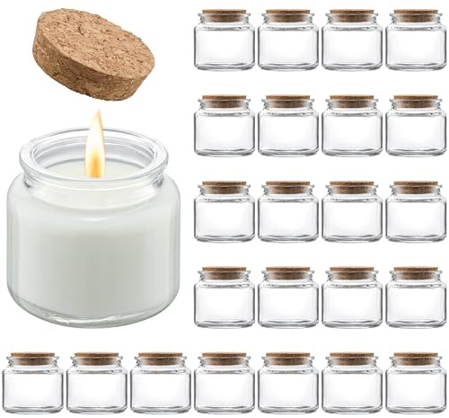 Danmu 3oz Candle Jars,Small Glass Jars with Lids for Making Candles,Candle Making Kit,Wedding,Baby Shower,Party Favors Decoration 24 Pack