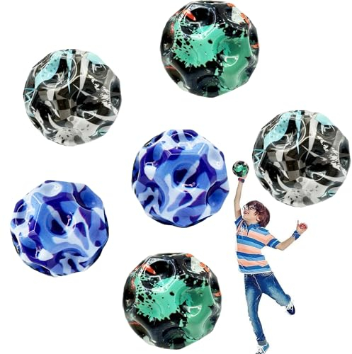 TZEKING 6 Stück Moon Ball,7 cm Hohe Springender Gummiball,Hüpfende Bälle in 6 Farben,Leicht zu Greifen,Geschenke für Jungen und Mädchen,Geeignet für Erwachsene zum Stressabbau