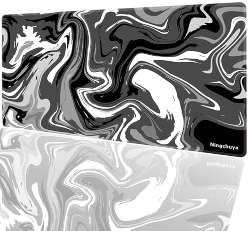 Ningchuya Gaming Mouse Pad, Large Desk Mat on Top of Desk Keyboard Playmat, 600x300mm Extended Mouse Pad for Work & Game (60x30BlackGrayFluidEU)