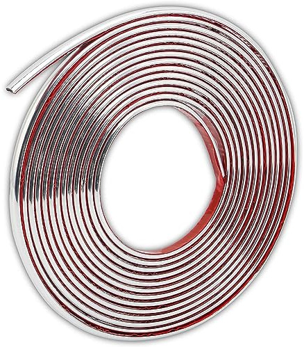 Bande autocollante 3D argentée pour bordure de mur - Ruban décoratif pour plafond, coin, miroir, meubles, porte, armoire, maison et voiture (0,8 cm x 10 m)