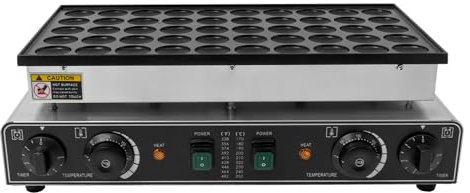 Mini Pancake Maker Machine 50 Holes, 1700W Electric Waffle Pancakes Pan with Nonstick Iron, Timer 0-5min &Temperature 50-300℃, Dutch Pancake Maker for Commercial or Home Use, 54x29x16.5cm