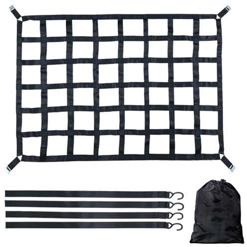 TOOSOAR Rete Portabagagli per Camion per Assicurare il Carico, con 4 Cinghie di Fissaggio, Rete di Carico per Camion Pickup, 208 * 127 CM