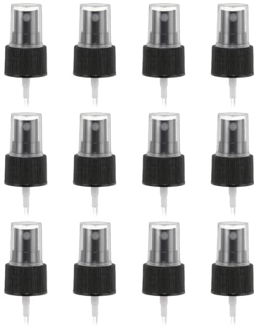 QUARKZMAN 12 Pezzi Nero Spray Top, 24/410 Fine Mist Sprayer Ricaricabile Ricambio Spray Bottle Pump Stripe Plastica Top per Cosmetici Profumi e Body Sprays Bottiglia