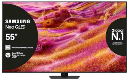 Samsung Smart TV 55'' QE55QN94FATXZT Neo QLED 4K Mini LED, NQ4 AI Gen3 Processor, 4K AI Upscaling Pro, Glare Free, Motion Xcelerator 165Hz, Dolby Atmos & OTS+, NeoSlim Design, 2025