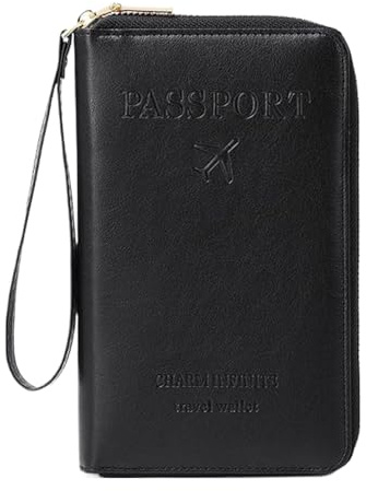 Generico Portafoglio Passaporto,Fodera In Pelle PU Con Multi Scomparti Carte | Organizzatore Impermeabile Portamonete E Portadocumenti Da Viaggio Per Uomini Con Biglietti E Viaggi