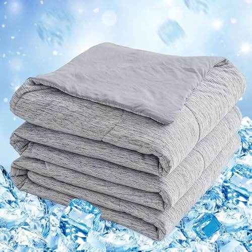 Cooling Blanket, Cooling Coverless Duvet, Q-Max>0.45 Ultra-Soft & Skin-friendly Cool Blanket,Machine Washable,Lightweight Summer Blanket for Hot Sleeper, Night Sweats,Bed Sofa,Single 152 x 228 cm,Grey