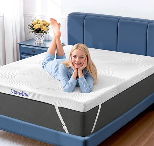 SakuraHome Matratzentopper 90x200cm - H3/H4 Gel Memory-Schaum Matratzen Topper, ca. 8cm Höhe, für Boxspringbett Schlafsofa,CertiPUR-US & Öko-Tex Zertifiziert