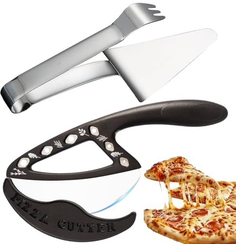 Tagliapizza Multiuso con Manico, Pizza Cutter Set incl. 1 Taglia Pizza in Acciaio Inox Professionale e 1 Pala per Pizza, Coltello da Pizza Veloce con Coprilama di Sicurezza, Lavabile in Lavastoviglie