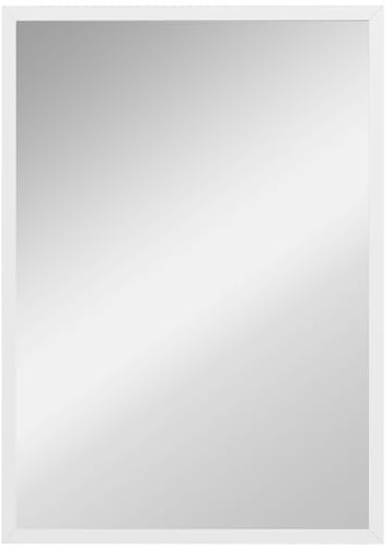 HOMCOM Specchio a Muro Rettangolare con Ganci, Specchio da Parete in Vetro e MDF, 50x70 cm, Bianco